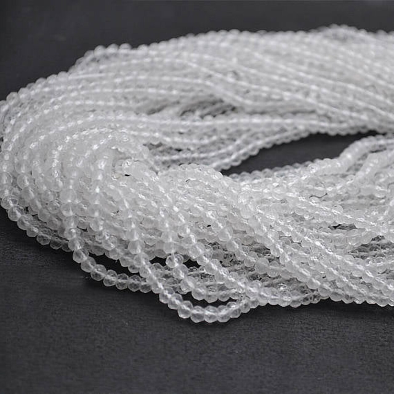 Gemstone Rondelle Bead Strands, Round Faceted, Polished Beads, Handmade Rondelle Beads, 12.5-inch, 3-4mm Round Strands for DIY Jewelry Making, GemMartUSA (70002)